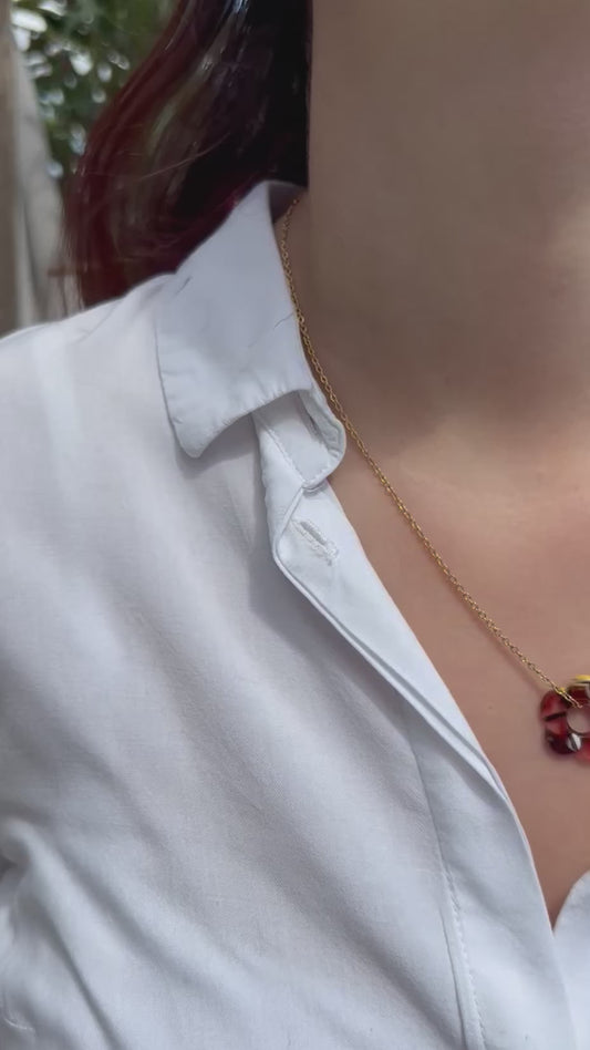 Collier Fleur - Marron